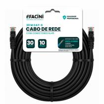 Cabo de Rede eFacini Preto CAT6 Furukawa 100 Cobre, Anatel 30 Metros