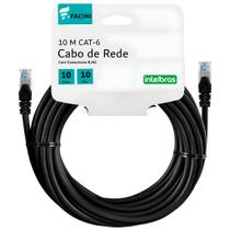 Cabo de Rede eFacini Preto CAT6 Intelbras 100 Cobre, Anatel 10 Metros Cabo de Rede eFacini Preto CAT6 Intelbras 100 Cobre, Anatel 10 Metros