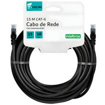 Cabo de Rede eFacini Preto CAT6 Intelbras 100 Cobre, Anatel 15 Metros Cabo de Rede eFacini Preto CAT6 Intelbras 100 Cobre, Anatel 15 Metros