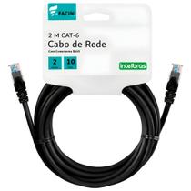 Cabo de Rede eFacini Preto CAT6 Intelbras 100 Cobre, Anatel 2 Metros Cabo de Rede eFacini Preto CAT6 Intelbras 100 Cobre, Anatel 2 Metros