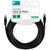 Cabo de Rede eFacini Preto CAT6 Intelbras 100 Cobre, Anatel 5 Metros Cabo de Rede eFacini Preto CAT6 Intelbras 100 Cobre, Anatel 5 Metros