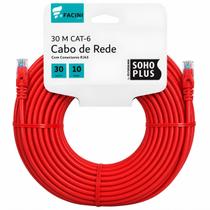 Cabo de Rede eFacini Vermelho CAT6 Furukawa 100% Cobre, Anatel 30 Metros Cabo de Rede eFacini Vermelho CAT6 Furukawa 100% Cobre, Anatel 30 Metros