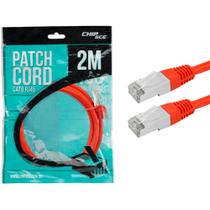 Cabo de Rede FTP Patch Cord RJ45 Cat 6 - Blindado - 2 metros - Vermelho - Chip SCE 018-1085