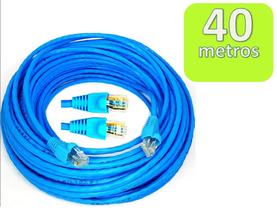 Cabo de Rede Internet CFTV Montado Pronto para Uso Azul Cat5 40 metros - CONECT CABLE
