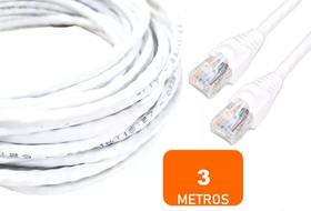 Cabo de Rede Internet CFTV Montado Pronto para Uso Branco Cat5 3 metros