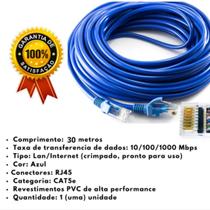 Cabo de rede lan ethernet rj45 cat5 montado 30 metros