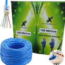 Cabo de Rede Para Internet 100m Rolo Blindado Cobre Cor Azul