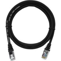 Cabo de Rede Patch Cord Cat5e 100% Cobre Blindado Preto 3 Metros