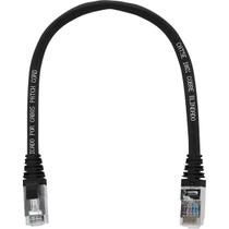 Cabo de Rede Patch Cord Cat5e 100% Cobre Blindado Preto 30 centímetros