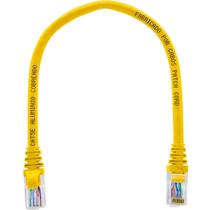 Cabo de Rede Patch Cord Cat5e CCA Amarelo 40 centímetros para Internet
