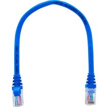 Cabo de Rede Patch Cord Cat5e CCA Azul 30 centímetros