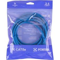 Cabo de Rede Patch Cord Cat5e Fortrek FKCAT5E 2,5m Internet Azul