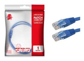 Cabo de rede patch cord cat5e utp 1 metro azul 5+