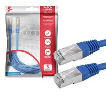 Cabo De Rede Patch Cord Cat6 Ftp Blindado 5 Metros Azul