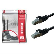 Cabo De Rede Patch Cord Cat6 Ftp Blindado Gigabit 2M Preto