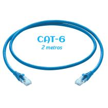 Cabo de rede patch cord flexível rj-45 cat-6 2 metros azul