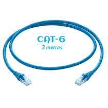 Cabo de rede patch cord flexível rj-45 cat-6 3 metros azul - TOMATE