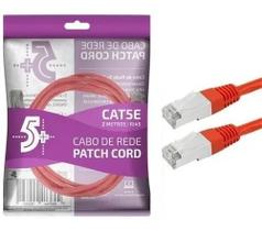 Cabo De Rede Rj45 2m Ethernet Lan Rj45 Cat5e Vermelho 2 Metros