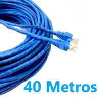 Cabo de rede / rolo c/ 40 Metros / Internet / Montado / Azul