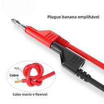 Cabo de Teste com Plug Banana 4mm - 1m, 1000V/15A, PVC Macio (5 Peças) - Cleqee P1036