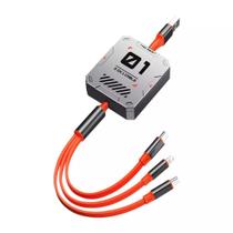 Cabo De Tipo C Carregamento Rápido Retrátil Turbo 3 em 1 Micro USB V8 Celular Laranja