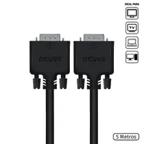 Cabo de Vídeo VGA 15 Pinos Macho para VGA 15 Pinos Macho 28AWG Puro Cobre 5 Metros - PVM15-5