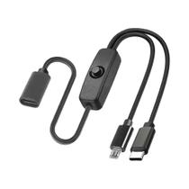 Cabo Divisor Tipo C Fêmea Para Macho 2 Em 1 Com Extensão Micro USB E Interruptor ON/OFF