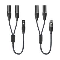 Cabo divisor XLR fêmea para duplo XLR macho Y HUALEU, 2 pés, pacote com 2