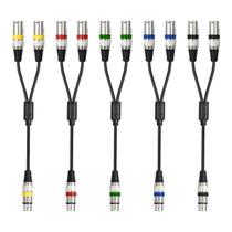 Cabo divisor XLR HUALEU, pacote com 5 cores, 45 cm, feminino para 2 homens Cabo divisor XLR HUALEU, pacote com 5 cores, 45 cm, feminino para 2 homens