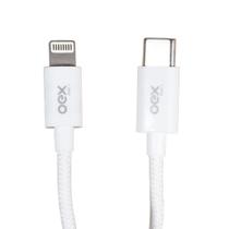 Cabo Duo Lightning/Tipo C Candy Oex CE211 Branco 2mt