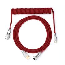 Cabo eletrônico EPOMAKER Mix 1,8 m em espiral tipo C TPU vermelho