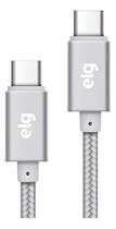 Cabo ELG PRATA USB Tipo C Reforçado 1 Mt. 3A/15W - TC2TCBS Cabo ELG PRATA USB Tipo C Reforçado 1 Mt. 3A/15W - TC2TCBS