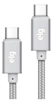 Cabo ELG PRATA USB Tipo C Reforçado 1 Mt. 3A/15W - TC2TCBS