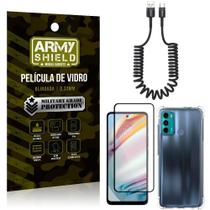 Cabo Espiral Moto G60+Capinha Anti Impacto+Película 3D - Armyshield