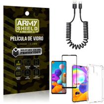 Cabo Espiral Samsung A21S+Capinha Anti Impacto+Película 3D - Armyshield