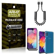 Cabo Espiral Samsung A50 + Capinha Anti Impacto + Película 3D - Armyshield