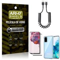 Cabo Espiral Samsung S20 + Capinha Anti Impacto + Película 3D - Armyshield