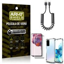 Cabo Espiral Samsung S20 Plus + Capinha Anti Impacto + Película 3D - Armyshield