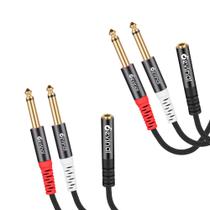 Cabo estéreo Devinal TRS fêmea de 3,5 mm para Dual TS Mono de 6,35 mm