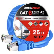 Cabo Ethernet AvesView CAT 6 blindado 25m de alta velocidade de 10 Gbps