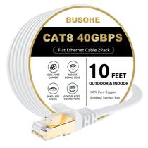Cabo Ethernet BUSOHE Cat 8 10 pés, pacote com 2, 40 Gbps, 2000 Mhz, RJ45