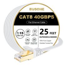 Cabo Ethernet BUSOHE Cat 8 25 pés 40 Gbps 2000 Mhz RJ45 branco