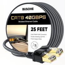 Cabo Ethernet BUSOHE Cat 8 25 pés 40 Gbps 2000 Mhz RJ45 resistente a UV