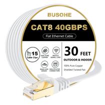 Cabo Ethernet BUSOHE Cat 8 30 pés 40 Gbps 2000 Mhz RJ45 branco