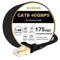 Cabo Ethernet BUSOHE Cat 8 40 Gbps 2000 MHz 175 pés preto Cabo Ethernet BUSOHE Cat 8 40 Gbps 2000 MHz 175 pés preto