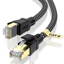 Cabo Ethernet CABNEER Cat 8 20 pés 40 Gbps 2000 Mhz blindado Cabo Ethernet CABNEER Cat 8 20 pés 40 Gbps 2000 Mhz blindado