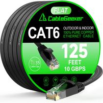 Cabo Ethernet Cat 6: Geeker, 38m, plano, 10 Gbps, interno/externo Cabo Ethernet Cat 6: Geeker, 38m, plano, 10 Gbps, interno/externo