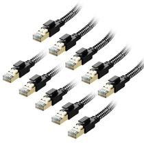 Cabo Ethernet Cat 8 Orbram, pacote com 10, 1 m, nylon trançado