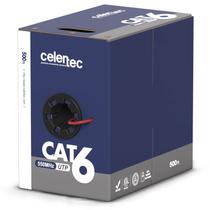 Cabo Ethernet celertec CAT6 500ft 23AWG Cobre Sólido Vermelho