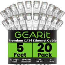 Cabo Ethernet GearIt Cat 6 10 Gbps 1,5 m (pacote com 20) branco